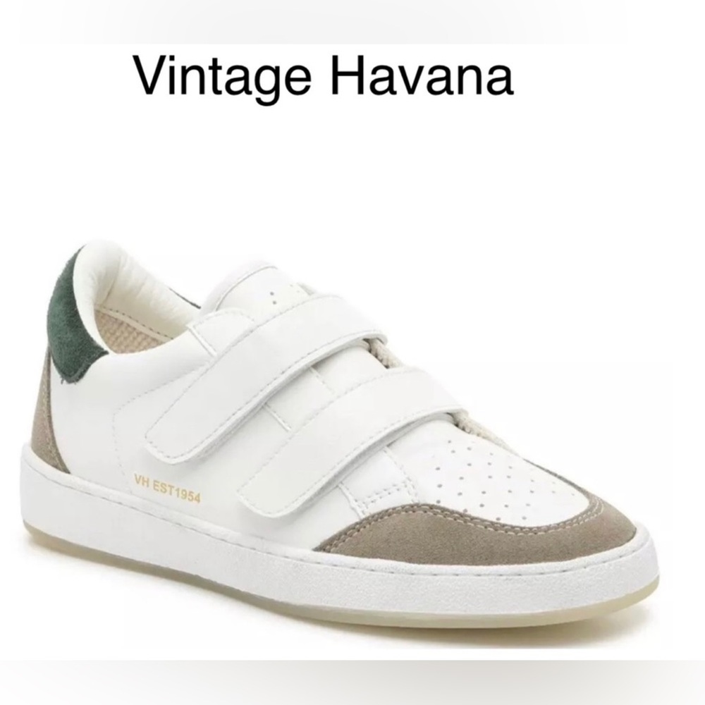 Vintage Havana Claudia Velcro sneakers/ white leather/ size 8.5